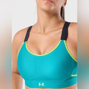 Under Armour Women's UA Infinity High‎ Crossover Sports Bra Size Small Teal Lime
